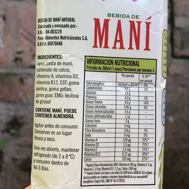 photo of Pitey Bebida De Maní Natural shared by @vegpaz on  20 Feb 2022 - review