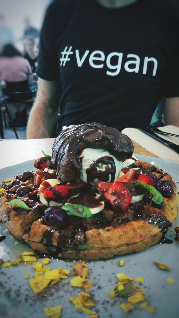 photo of Shift Eatery Chia waffle with Notella shared by @vagrantvegan on  15 Nov 2018 - review