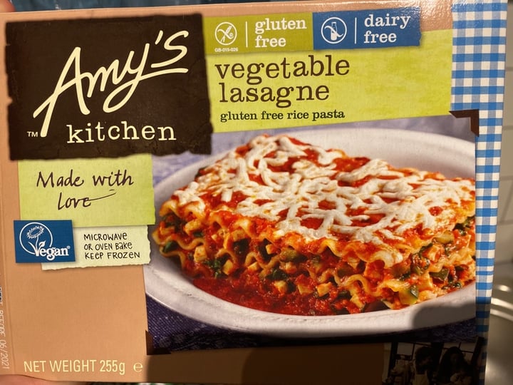photo of Amy’s Vegetable Lasagna shared by @micaanrriquez on  07 Jan 2020 - review