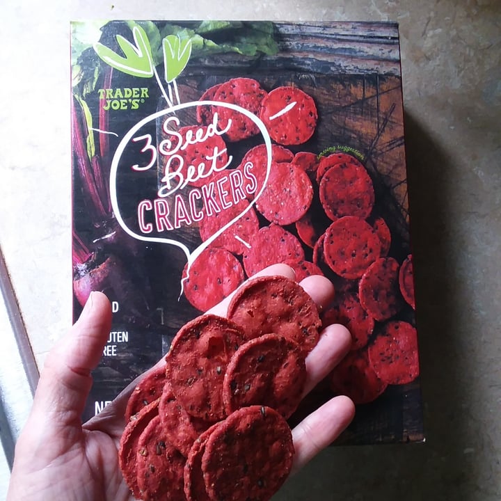 photo of Trader Joe's 3 seed beet crackers shared by @pattymvegan on  14 Sep 2021 - review