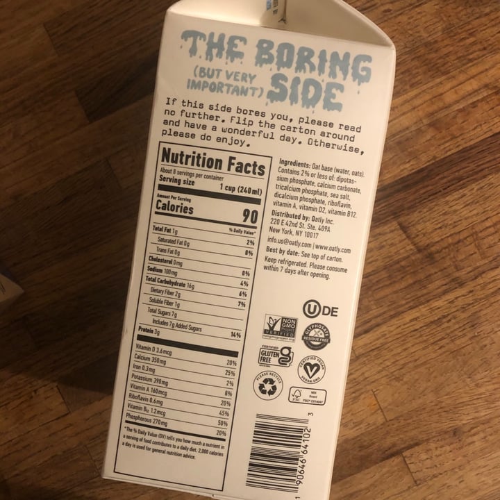 photo of Oatly Oat Milk Low-fat shared by @xtra70s on  07 Apr 2021 - review