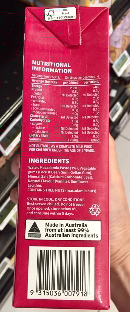 photo of Suncoast Gold Mac Milk (Unsweetened) shared by @judyc on  28 Nov 2019 - review