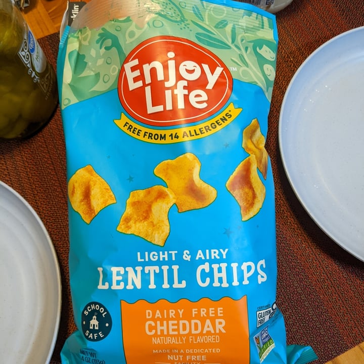 photo of Enjoy Life Light & Airy Lentil Chips Dairy Free Cheddar shared by @caseyveganforlife on  12 Dec 2022 - review