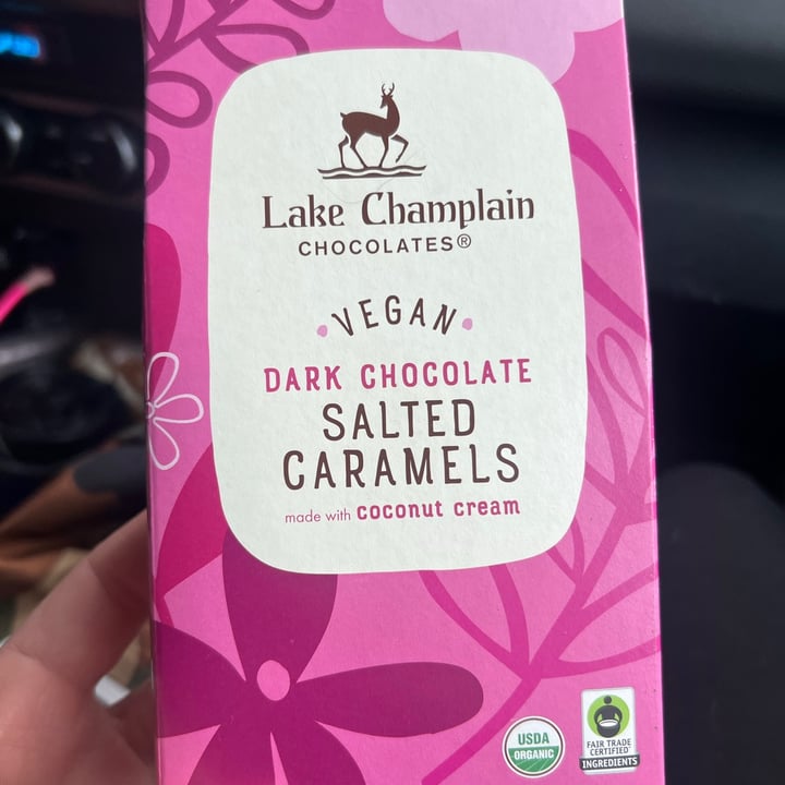 review photo of Lake Champlain Chocolates Vegan dark chocolate salted caramels shared by @annielufkin on 14 Jan 2022 - review