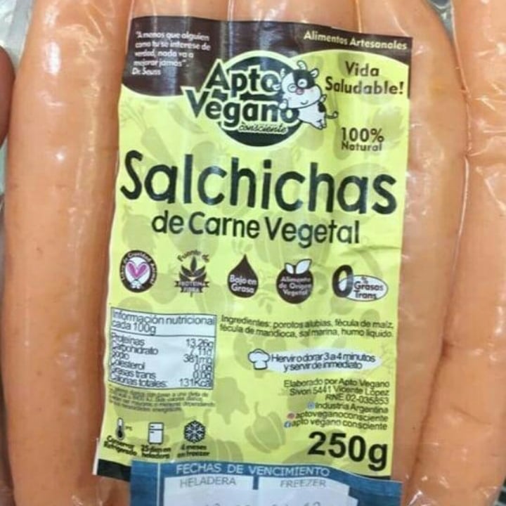 photo of Apto Vegano Consciente Salchichas shared by @florvegan on  03 Jun 2020 - review