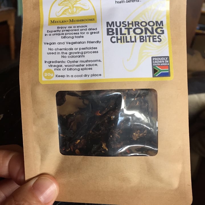 photo of Meulen Mushrooms Mushroom biltong Chilli Bites shared by @overbergvegan on  12 Jan 2021 - review