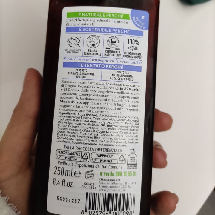 photo of I Provenzali Shampoo Erboristico Karité e Cocco shared by @gegi3cat on  03 Dec 2022 - review