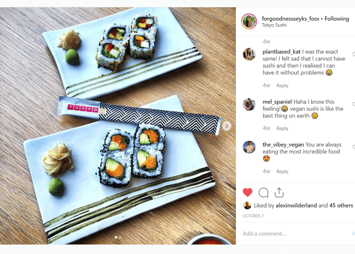review photo of Tokyo sushi Vegan Menu Sampling shared by @forgoodnessseyks on 31 Oct 2019 - review