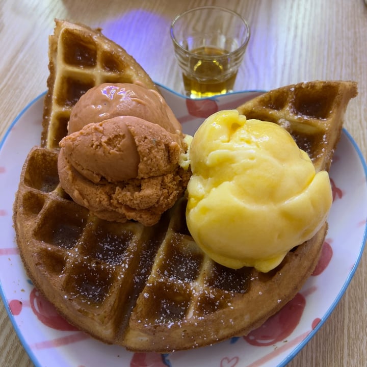 photo of Heartbreak Melts Ice Cream Cafe Waffles with 2 scoop of ice cream shared by @vegan-ravana on  01 Aug 2022 - review
