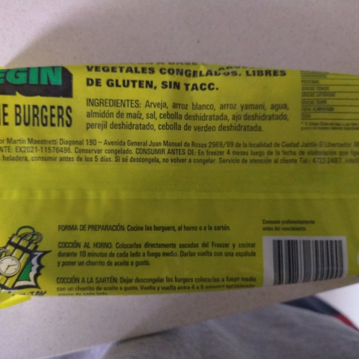 photo of Begin Veggie Burgers Arvejas Y Verdeo shared by @camibrandan on  11 Aug 2022 - review