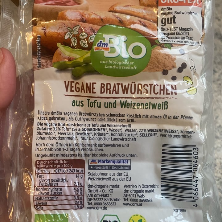photo of dmBio Vegane Bratwürstchen shared by @shuggerlee on  18 Nov 2022 - review