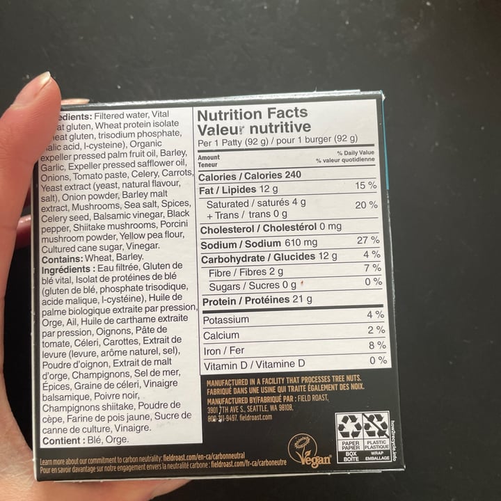 review photo of Field Roast Chef's Signature Plant-Based Burgers shared by @megfan on 04 Jun 2022 - review