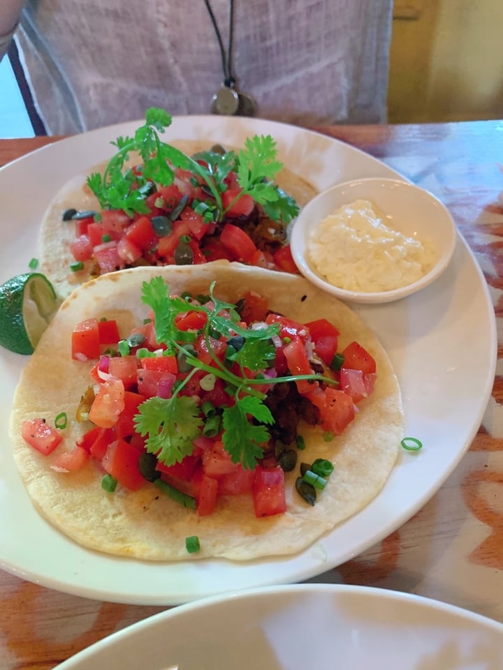 review photo of Hola Taco Black Bean Tacos (ask to remove cheese) shared by @ariellemma on 09 Mar 2020 - review