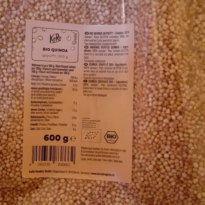 photo of Koro Quinoa Soffiata Bio shared by @vany182 on  12 Mar 2022 - review