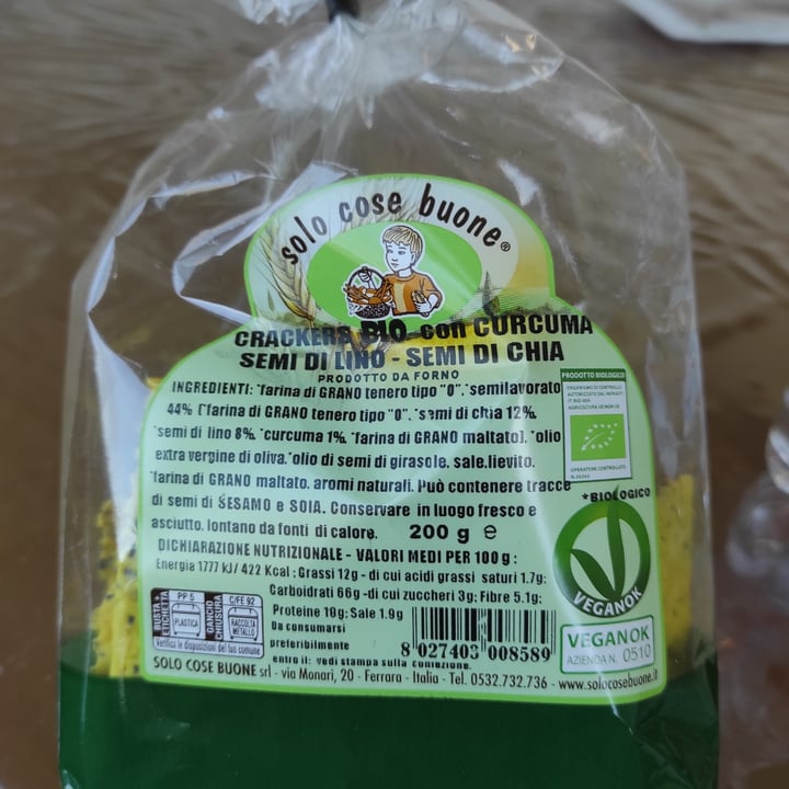 review photo of Solo Cose Buone Crackers con Curcuma, Semi di Lino e di Chia shared by @elisa1234 on 14 Apr 2022 - review