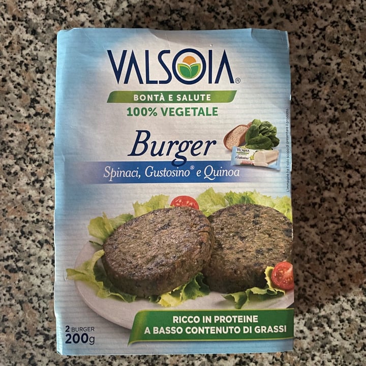 photo of Valsoia Burger spinaci, gustosino e quinoa shared by @alessandrabertuzzi on  10 Jul 2022 - review