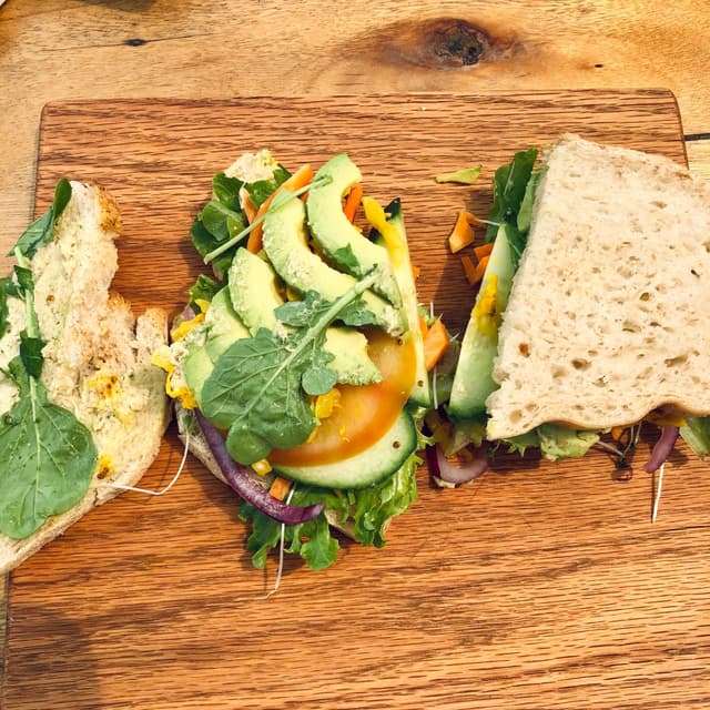 Photo of the dish “Hummus Raw Rainbow Veggie Sandwich”