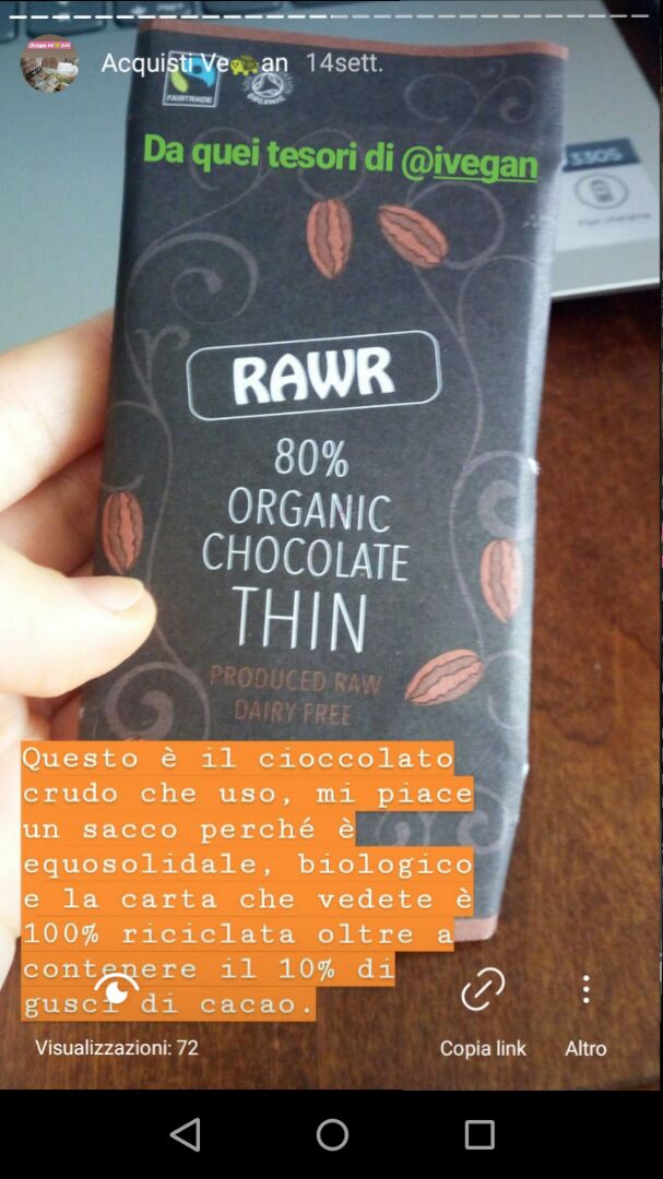 photo of RAWR 80% Organic Chocolate Thin shared by @itsmichelakalos on  16 Mar 2020 - review