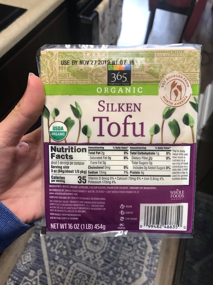 photo of 365 Whole Foods Market Organic Silken Tofu shared by @curvycarbivore on  26 Sep 2019 - review