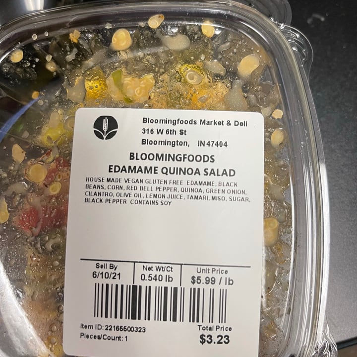 photo of Bloomingfoods Market & Deli Near West Side Edamame Quinoa Salad shared by @iuamos on  23 Jun 2021 - review