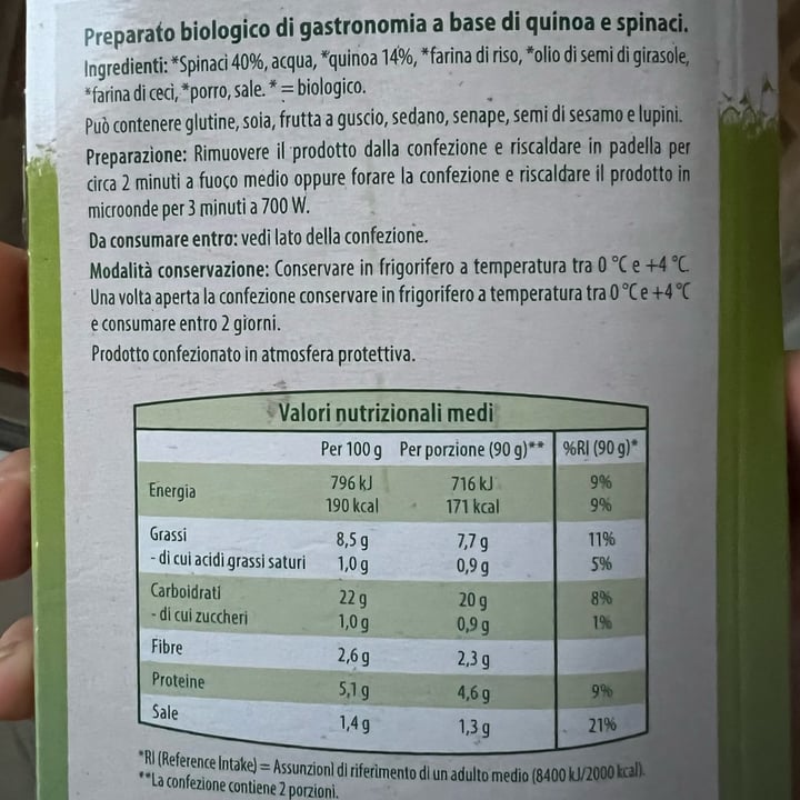 photo of Natura Felice Bio burger spinaci e quinoa shared by @falenagrigia on  16 Apr 2022 - review