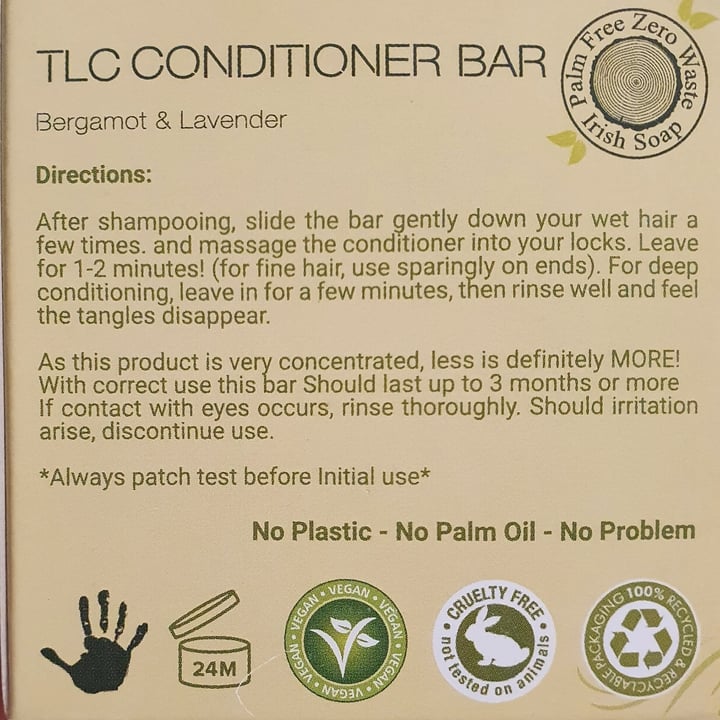 photo of Palm Free Irish Soap TLC conditioner bar shared by @stellux on  13 Mar 2022 - review