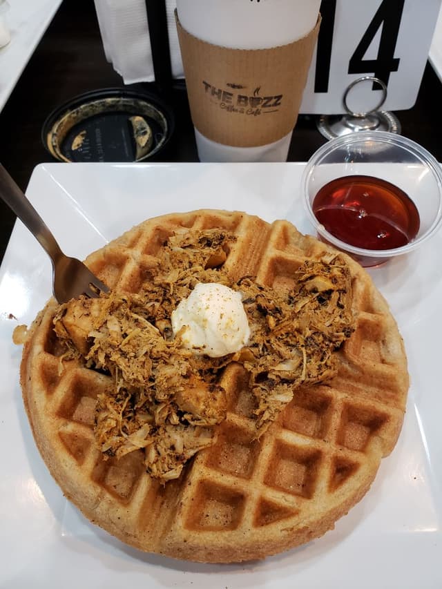 Photo of the dish “Cajun ‘Chicken’ Waffle”