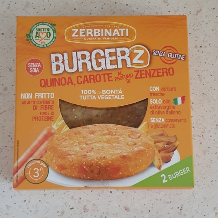 photo of Zerbinati Burger'Z Quinoa, Carote e Zenzero shared by @sonovel on  18 Apr 2022 - review