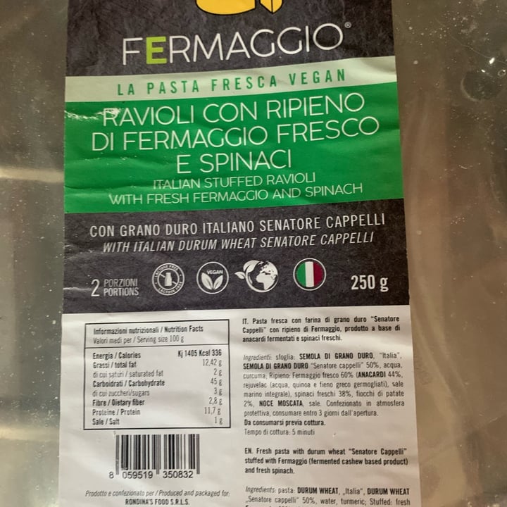 photo of Fermaggio ravioli con ripieno di fermaggio e spinaci shared by @sabrinadicarlo on  26 Oct 2022 - review