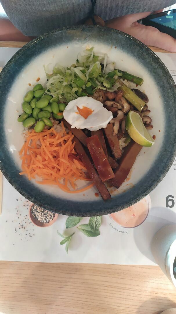 photo of wagamama coconut + sriracha vegan ‘egg’ shared by @veganotti on  10 Jun 2019 - review