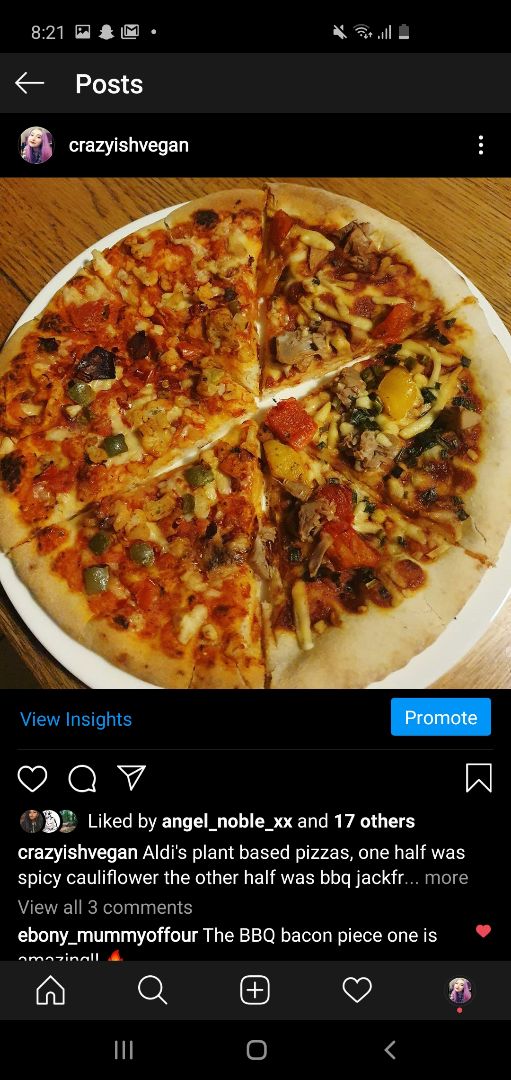 photo of ALDI Plant Kitchen Stonebaked Spicy Cauliflower Pizza shared by @crazyishvegan on  31 Mar 2020 - review