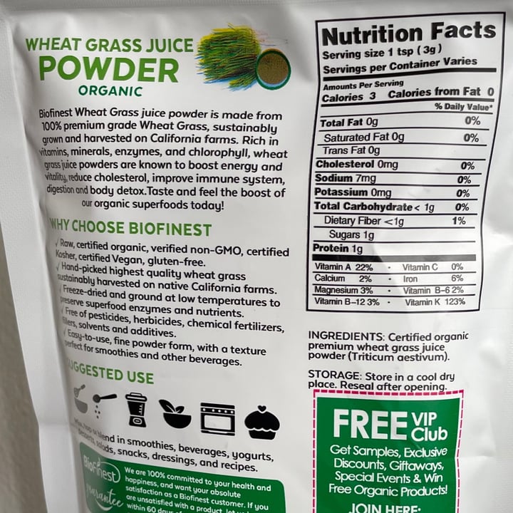 photo of BioFinest Wheat Grass Juice Powder shared by @bernard79 on  31 Jan 2021 - review