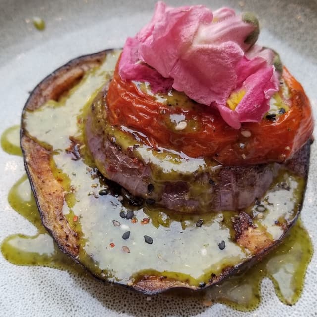 Foto do prato “Roasted Eggplant”
