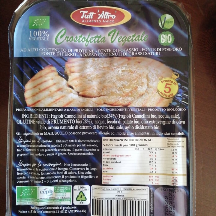 photo of TUTT' ALTRO Alimento Amico Crostofetta vegetale shared by @minifridaminiminu on  19 May 2022 - review