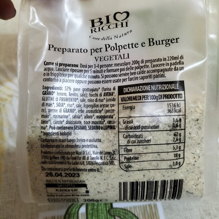 photo of BioRicchi Preparato per polpette e burger shared by @ileniaia on  11 Mar 2022 - review