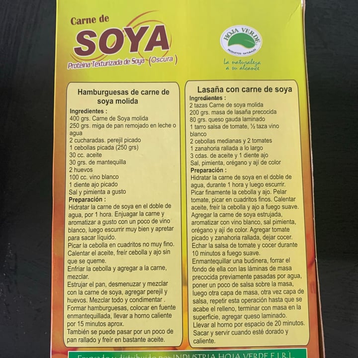 photo of Hoja Verde Carne De Soya shared by @otomelody on  29 Jul 2021 - review