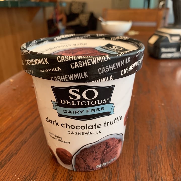 photo of So Delicious Dairy Free Dark Chocolate Truffle Cashewmilk Frozen Dessert shared by @purposedrivenhealth on  18 Jul 2020 - review