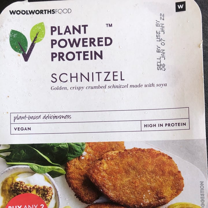 photo of Woolworths Food Plant powered protein schnitzel shared by @changingthegame on  31 Dec 2021 - review