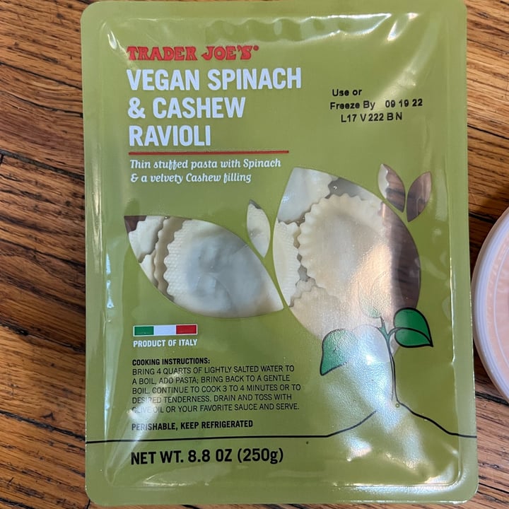 review photo of Trader Joe's Vegan Spinach & Cashew Ravioli shared by @gracemccarthy on 07 Aug 2022 - review