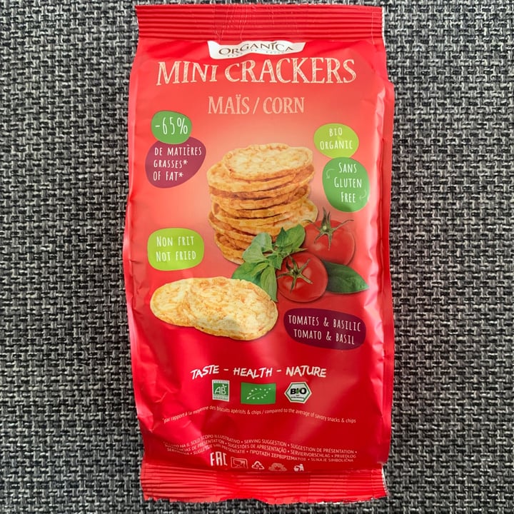 photo of Organica Mini Crackers Tomato & Basil shared by @veganusefulinfo on  13 Mar 2022 - review