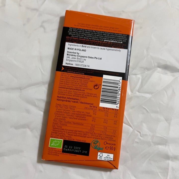 photo of Green & Black's Ginger 60% Cocoa shared by @vegan-ravana on  06 May 2022 - review