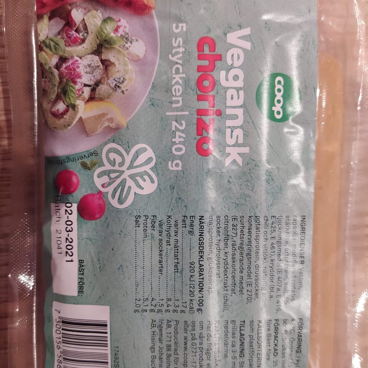 photo of Coop Vegan Chorizo shared by @nursejackie on  08 Mar 2021 - review