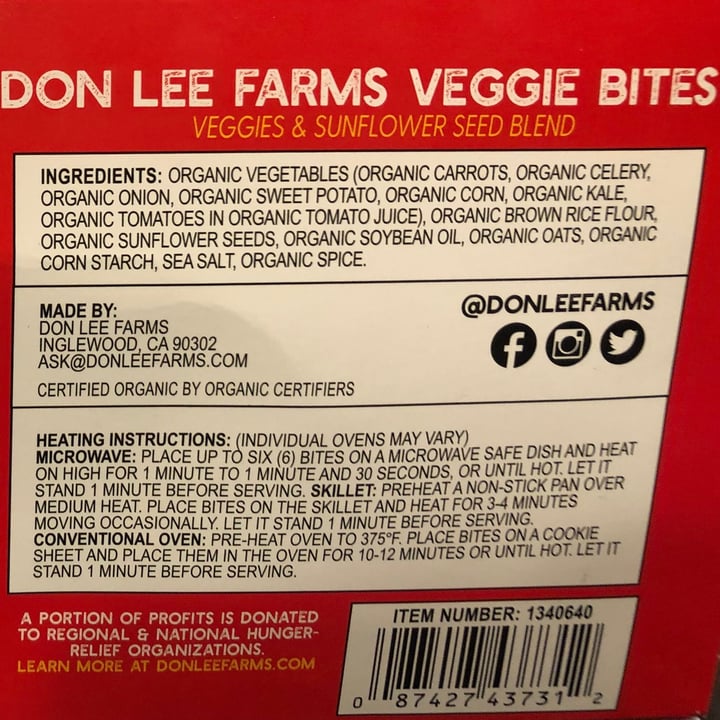 photo of Don Lee Farms Veggie Bites shared by @kamilka on  22 Mar 2021 - review