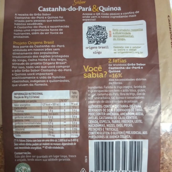 photo of Wickbold pão de castanha do para w quinoa shared by @andreaferraz on  24 May 2022 - review