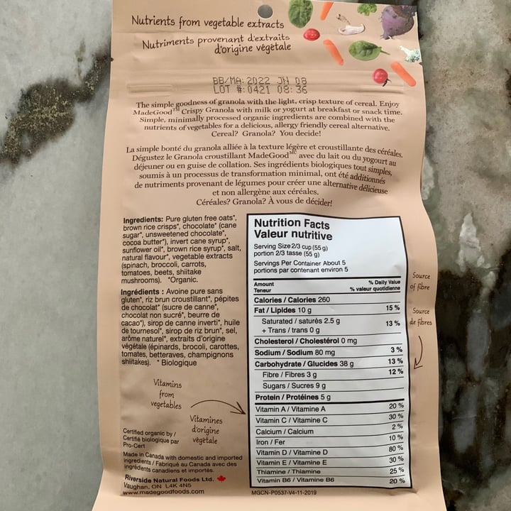 review photo of Made Good Cocoa Crunch Crispy Light Granola shared by @ieatplants on 06 May 2021 - review