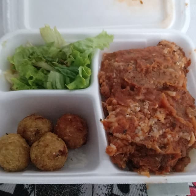 菜肴“Parmegiana de Proteina de Soja”的照片