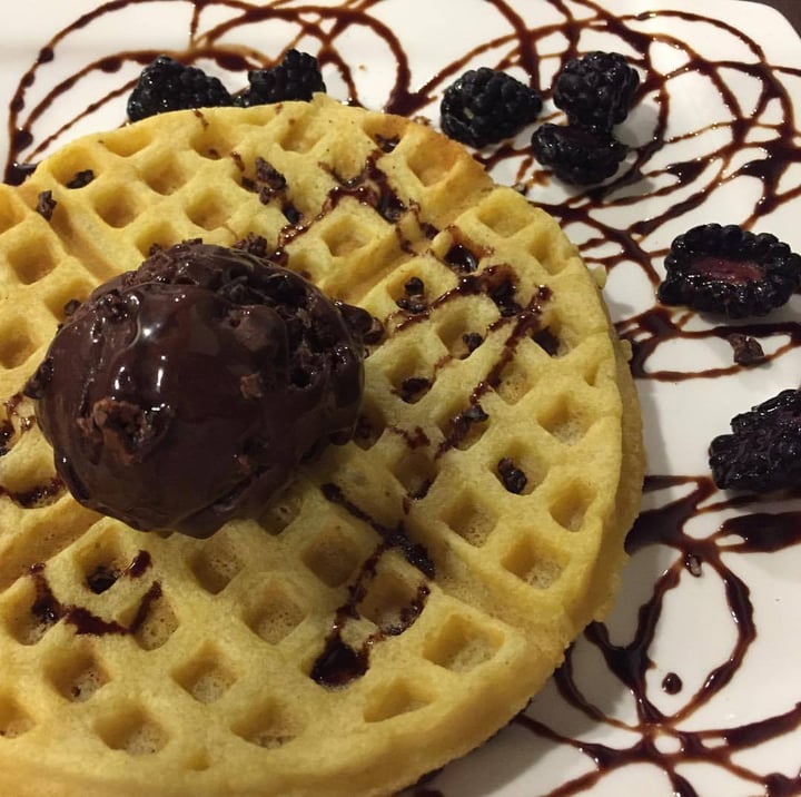 photo of Well Dressed Salad Bar Fluffy Vaffles with Vegan Ice Cream shared by @biapol on  06 Nov 2017 - review
