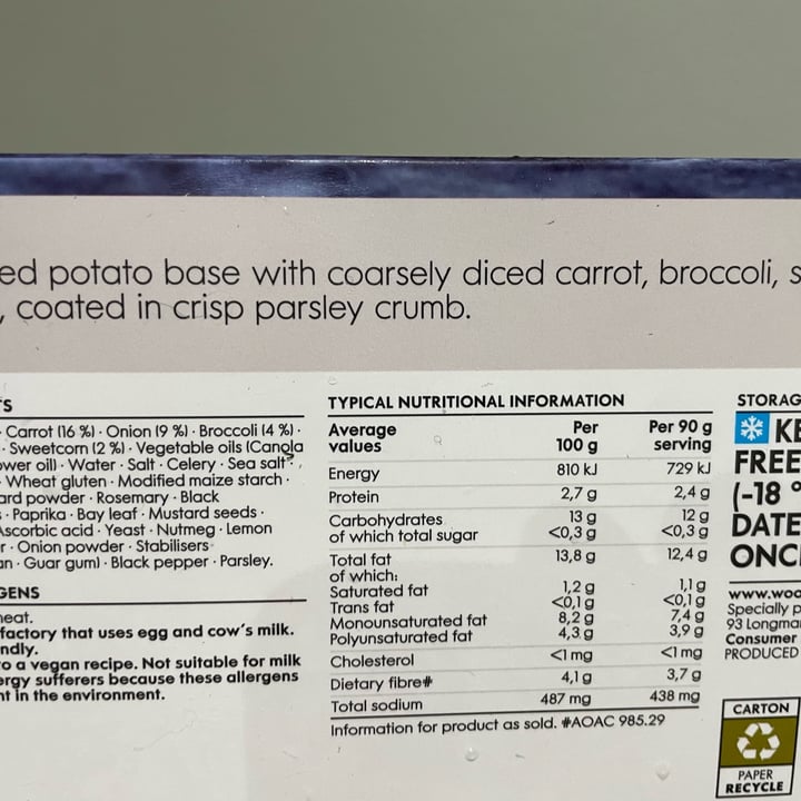 review photo of Woolworths Food Crumbed Vegetable Burgers shared by @jaxipop on 22 Feb 2022 - review