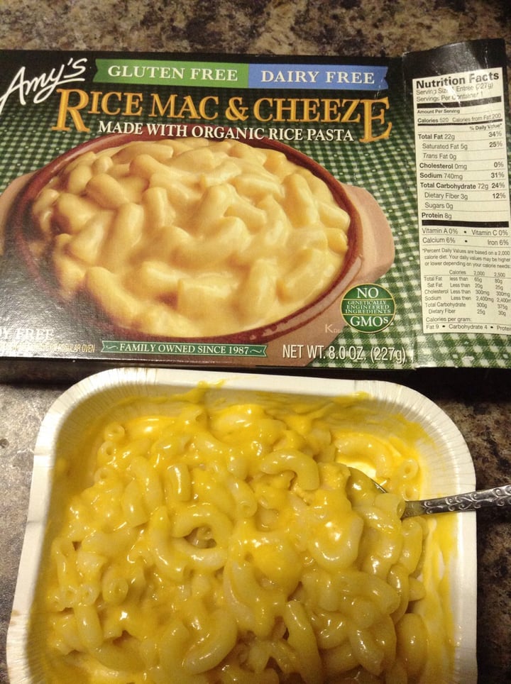 photo of Amy’s Vegan Organic Rice Mac & Cheeze shared by @alex on  24 Dec 2018 - review