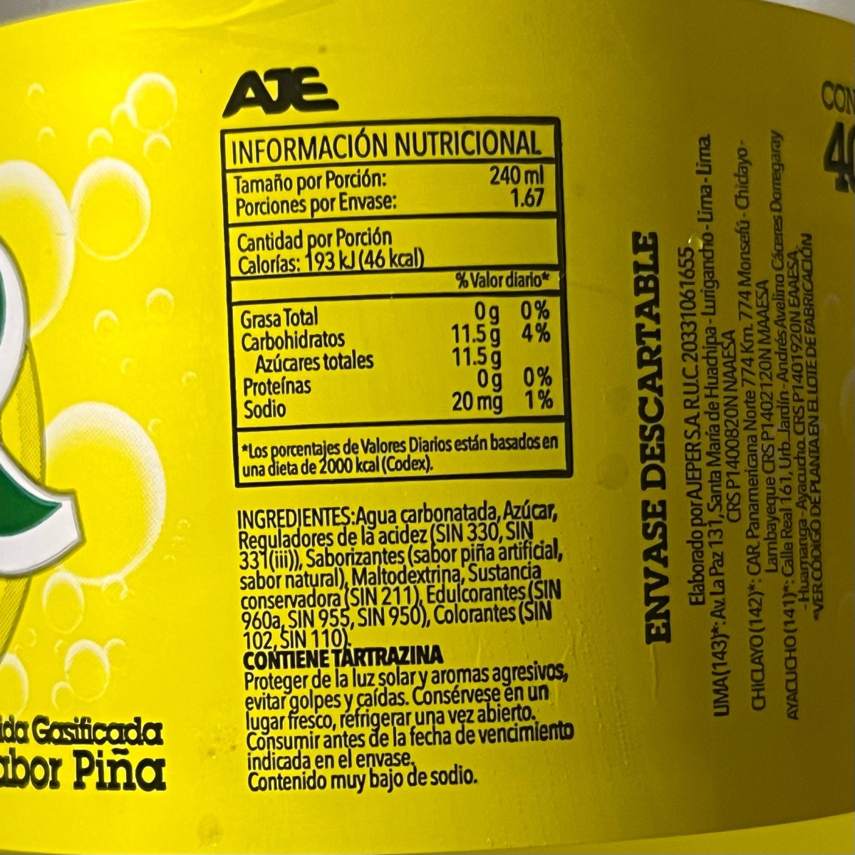 gaseosa sabor piña from kr - Vegan Product Reviews & Ratings | abillion